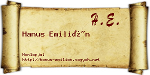 Hanus Emilián névjegykártya